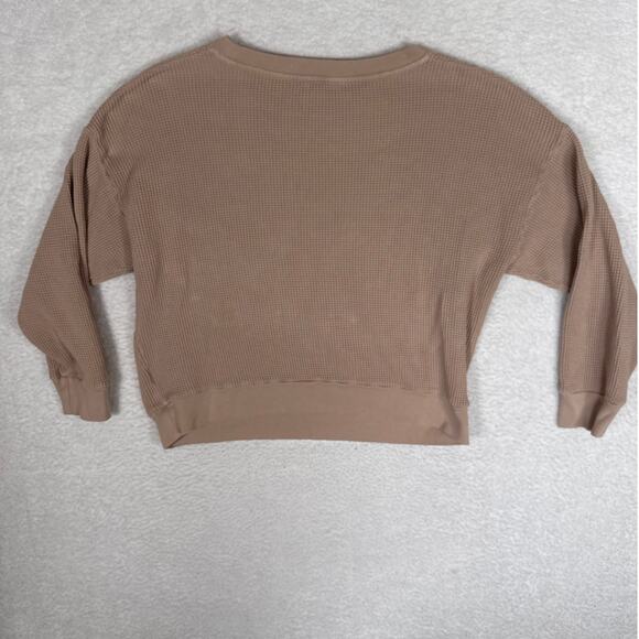 American Vintage Waffle Pullover Sweatshirt Long Sleeve Cream Med Large - Picture 5 of 5